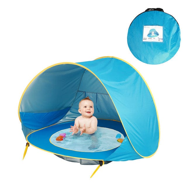 Joyfulbabygoods Baby Beach Tent Blue Baby Beach Tent with UV Shade, Pool & Mesh Back Panel Ventilation