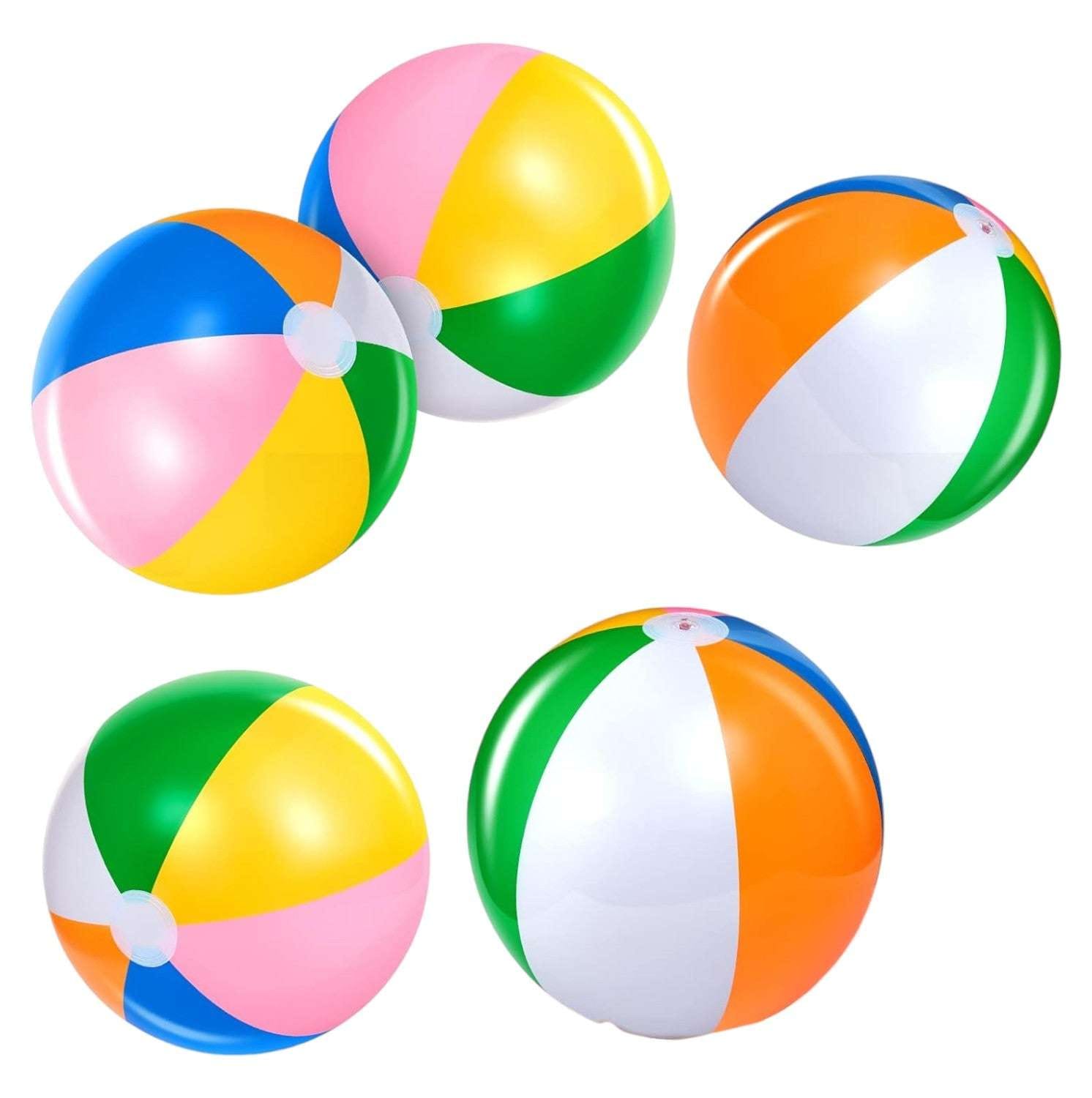 Joyfulbabygoods Beach Balls 60cm Inflatable Beach Balls, 5 Pack Multicolor Set