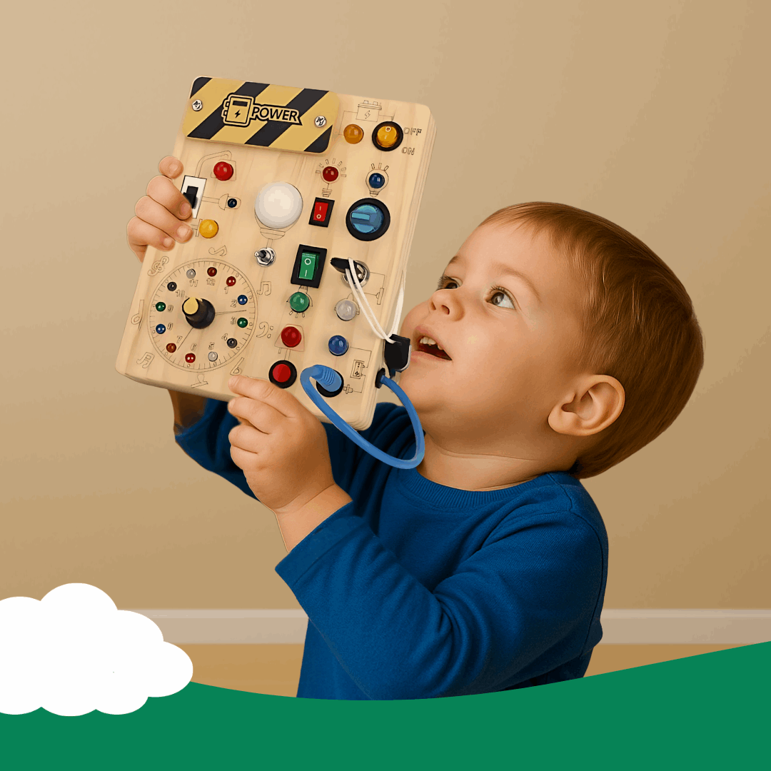 Joyfulbabygoods Busy board Montessori Busy Board with LED Lights and Switches for Toddlers