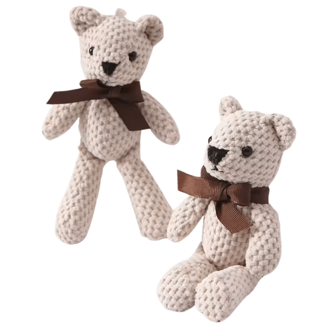 Joyfulbabygoods Plush Bears White Set of 2 Handmade 100% Cotton Plush Teddy Bears – Soft Hanging Dolls