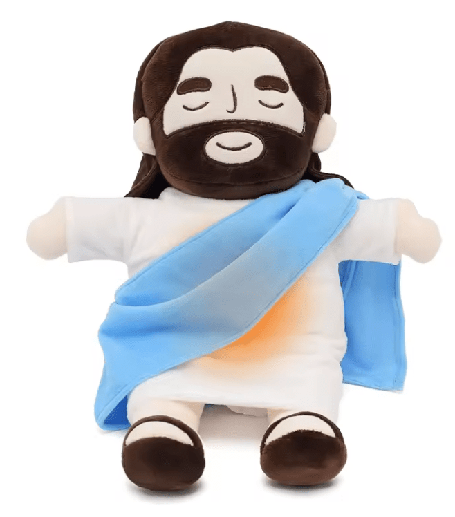 Joyfulbabygoods Plush Toy Blue Breathing Jesus Plush Toy – 15-inch Soothing Bedtime Companion