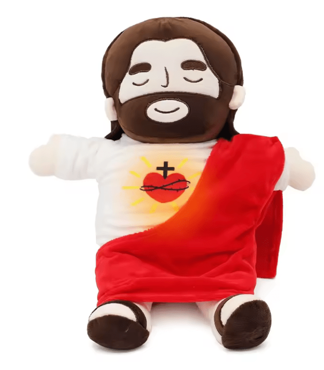Joyfulbabygoods Plush Toy Red Breathing Jesus Plush Toy – 15-inch Soothing Bedtime Companion