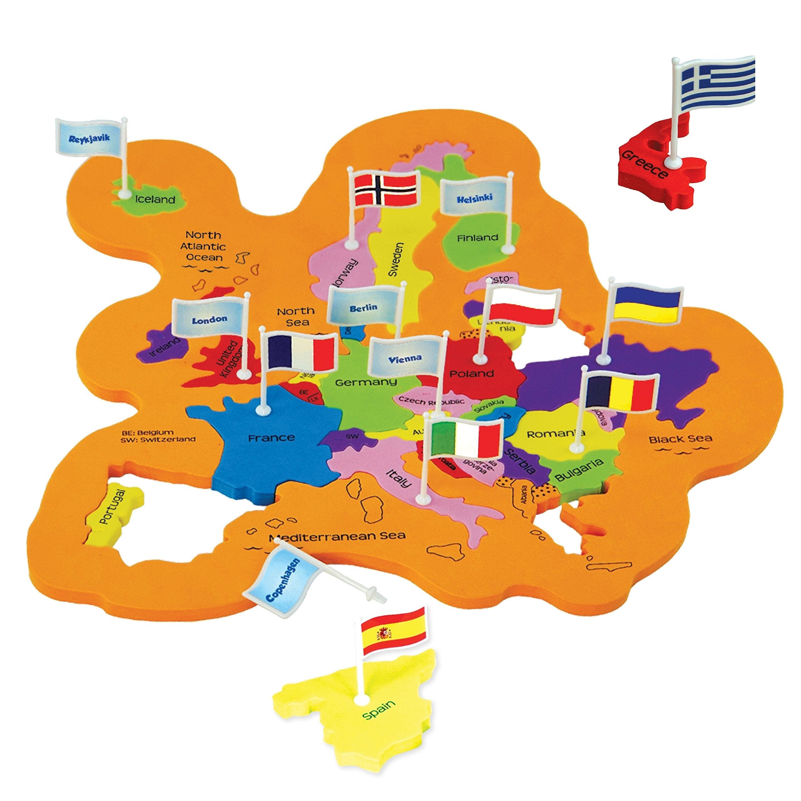 Joyfulbabygoods Puzzle World Map Puzzle for Kids 75 Pieces, Flags, Capitals & Frames