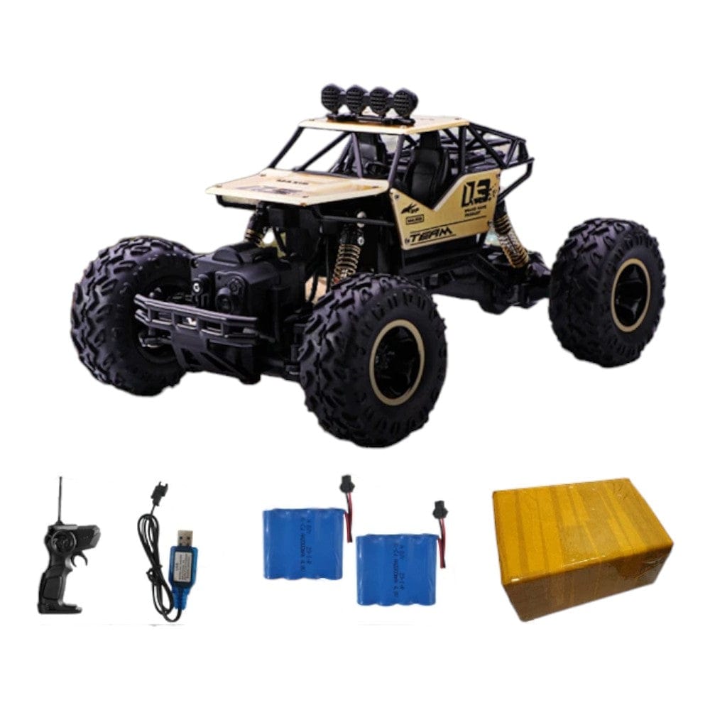 Joyfulbabygoods RC Car Gold 11in 1:16 RC Truck – 2WD, Rechargeable, Mud Splatter Design, LED Lights