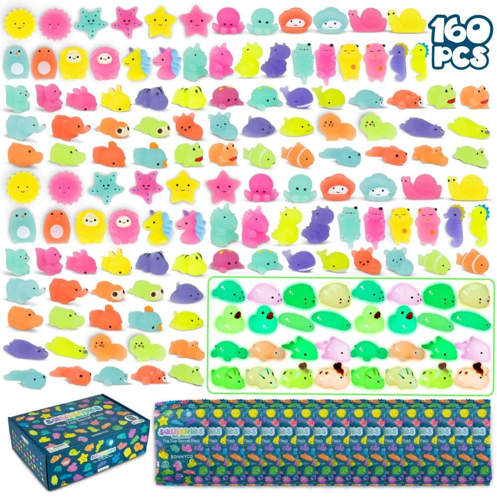 Joyfulbabygoods Squishy 160 Pack / Squishy Mochi Squishy Toys – Soft Mini Squeeze Animals Pack in Individual Bags