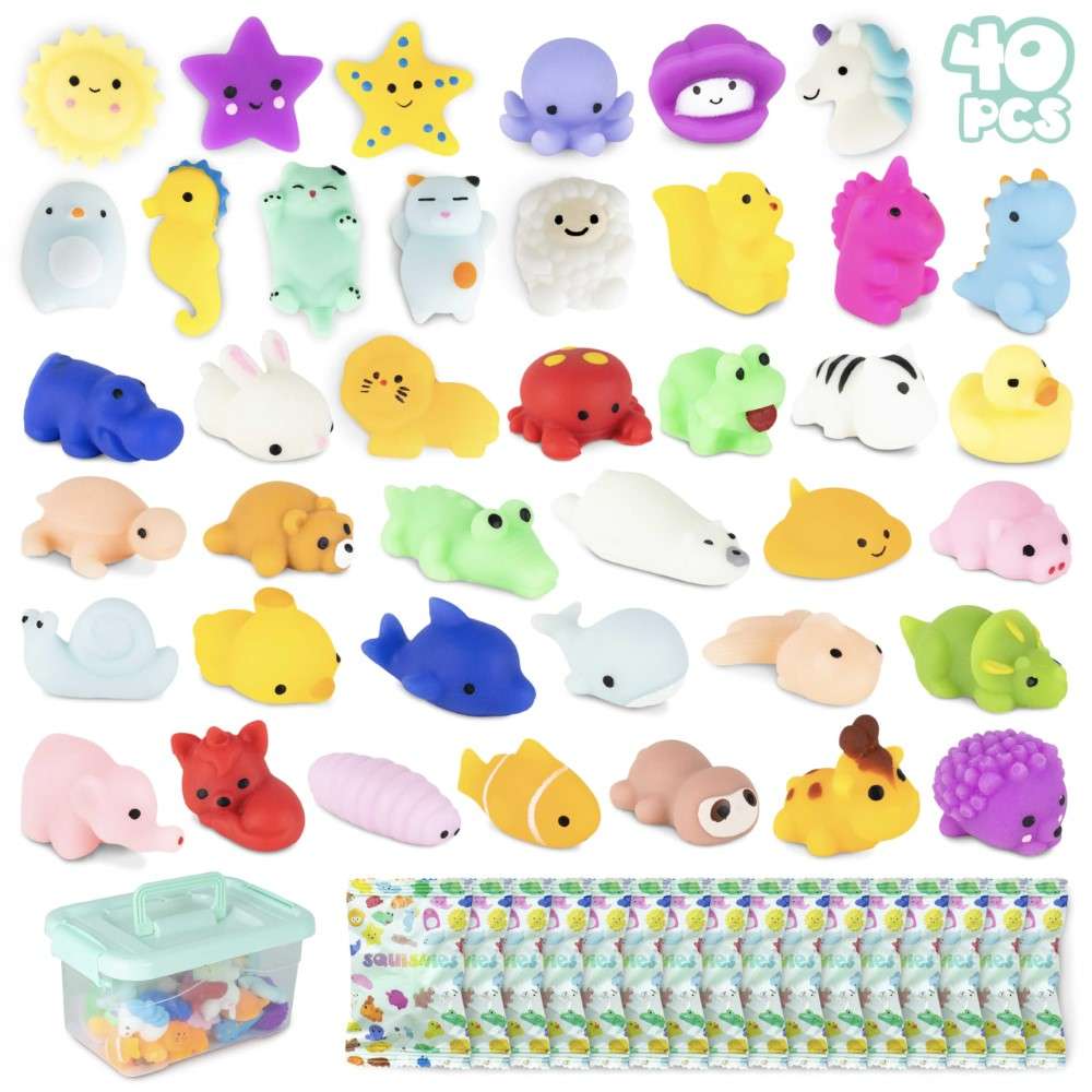 Joyfulbabygoods Squishy 40 Pack / Squishy Mochi Squishy Toys – Soft Mini Squeeze Animals Pack in Individual Bags