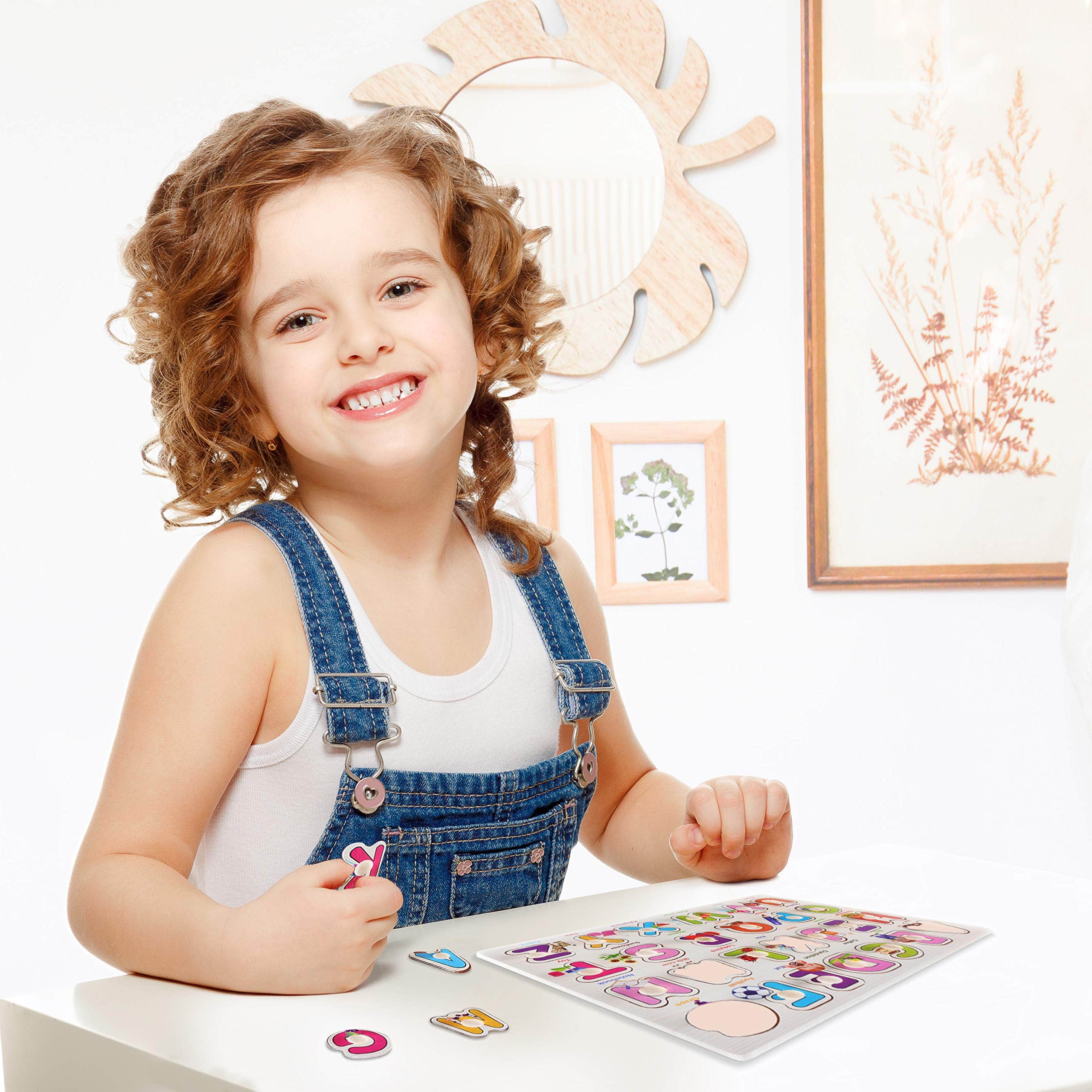 Joyfulbabygoods 6-Pack Wooden Peg Puzzles Letters, Numbers, Shapes & Animals