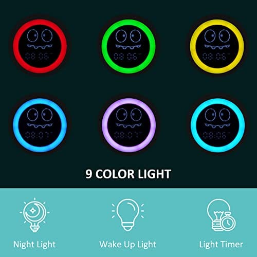 Joyfulbabygoods Alarm Clock Toddler Sleep Training Clock with Night Light, Sounds & Wake Indicator