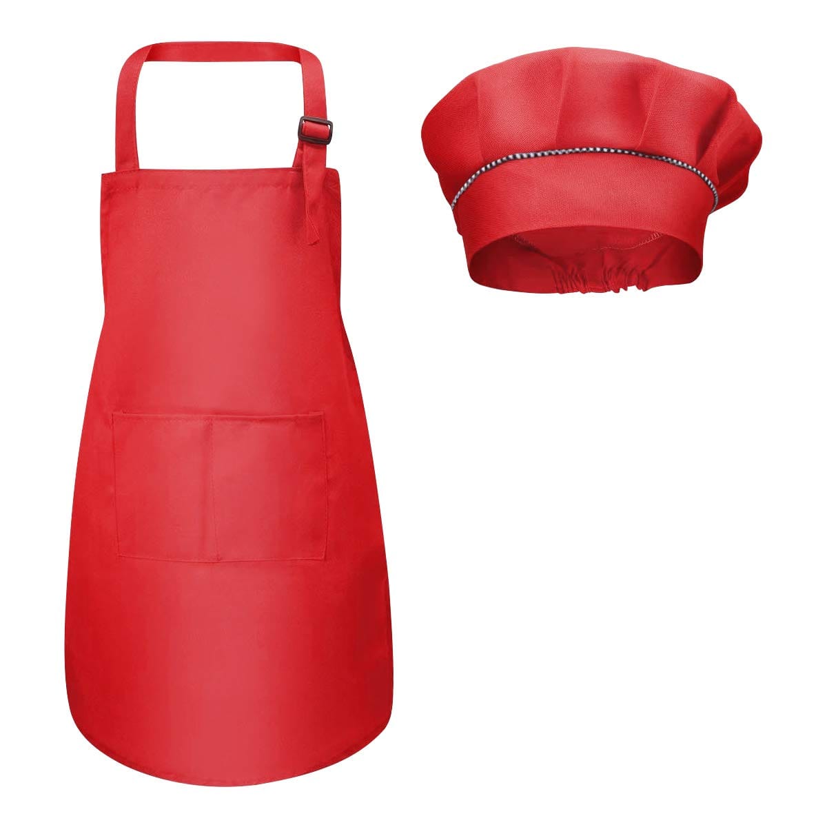 Joyfulbabygoods Arpon Red Kids Chef Apron & Hat Set with Pockets for Cooking, Baking & Crafts
