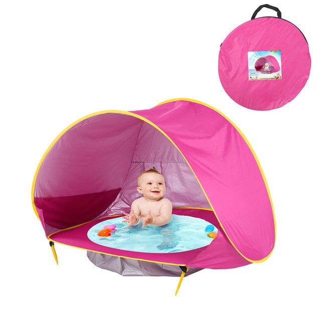 Joyfulbabygoods Baby Beach Tent Dark Pink Baby Beach Tent with UV Shade, Pool & Mesh Back Panel Ventilation
