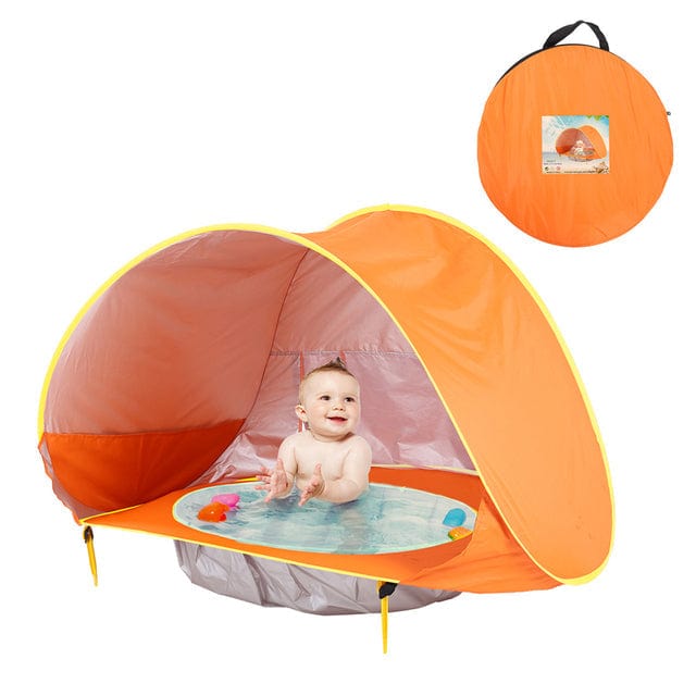 Joyfulbabygoods Baby Beach Tent Orange Baby Beach Tent with UV Shade, Pool & Mesh Back Panel Ventilation