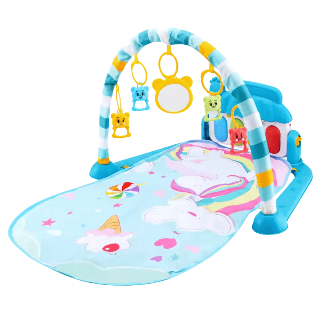 Joyfulbabygoods Baby Play Mat Blue Baby Activity Gym with Kick Piano, Hanging Toys 0-36 Months Blue/Pink