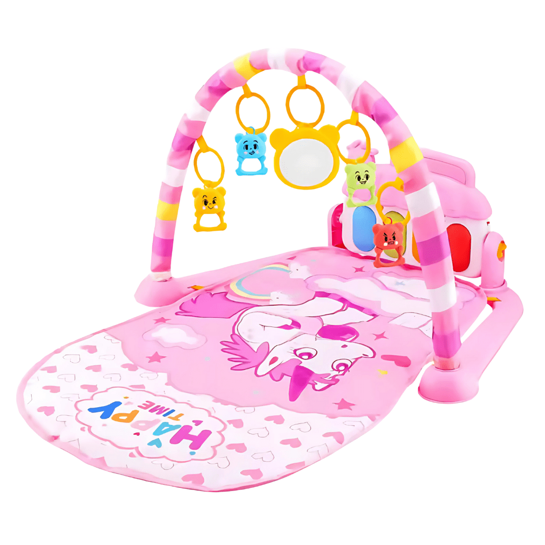 Joyfulbabygoods Baby Play Mat Pink Baby Activity Gym with Kick Piano, Hanging Toys 0-36 Months Blue/Pink