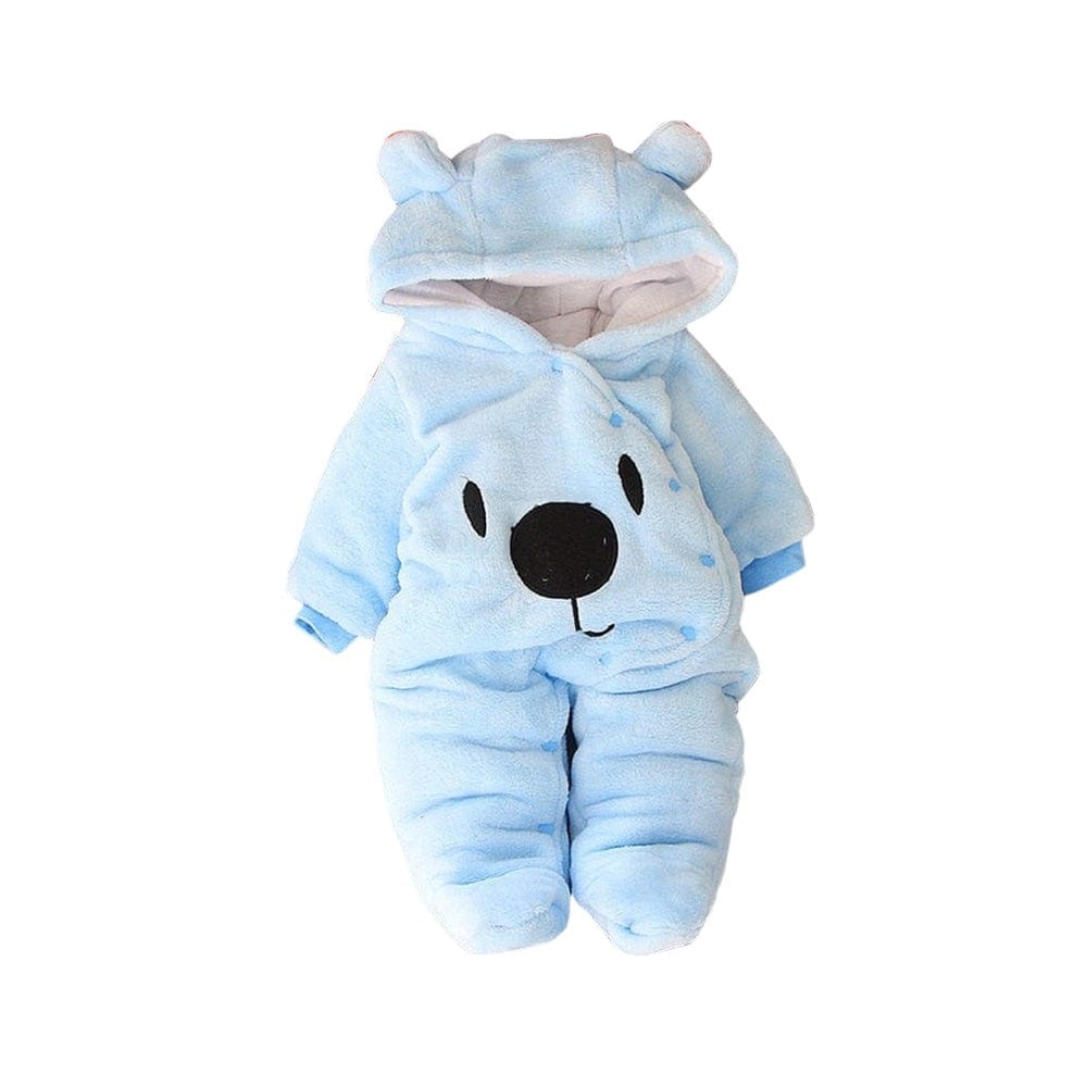 Joyfulbabygoods Baby Winter Hooded Romper Blue / 0-3 Months Baby Winter Hooded Romper, Plush, Warm, Button Closure