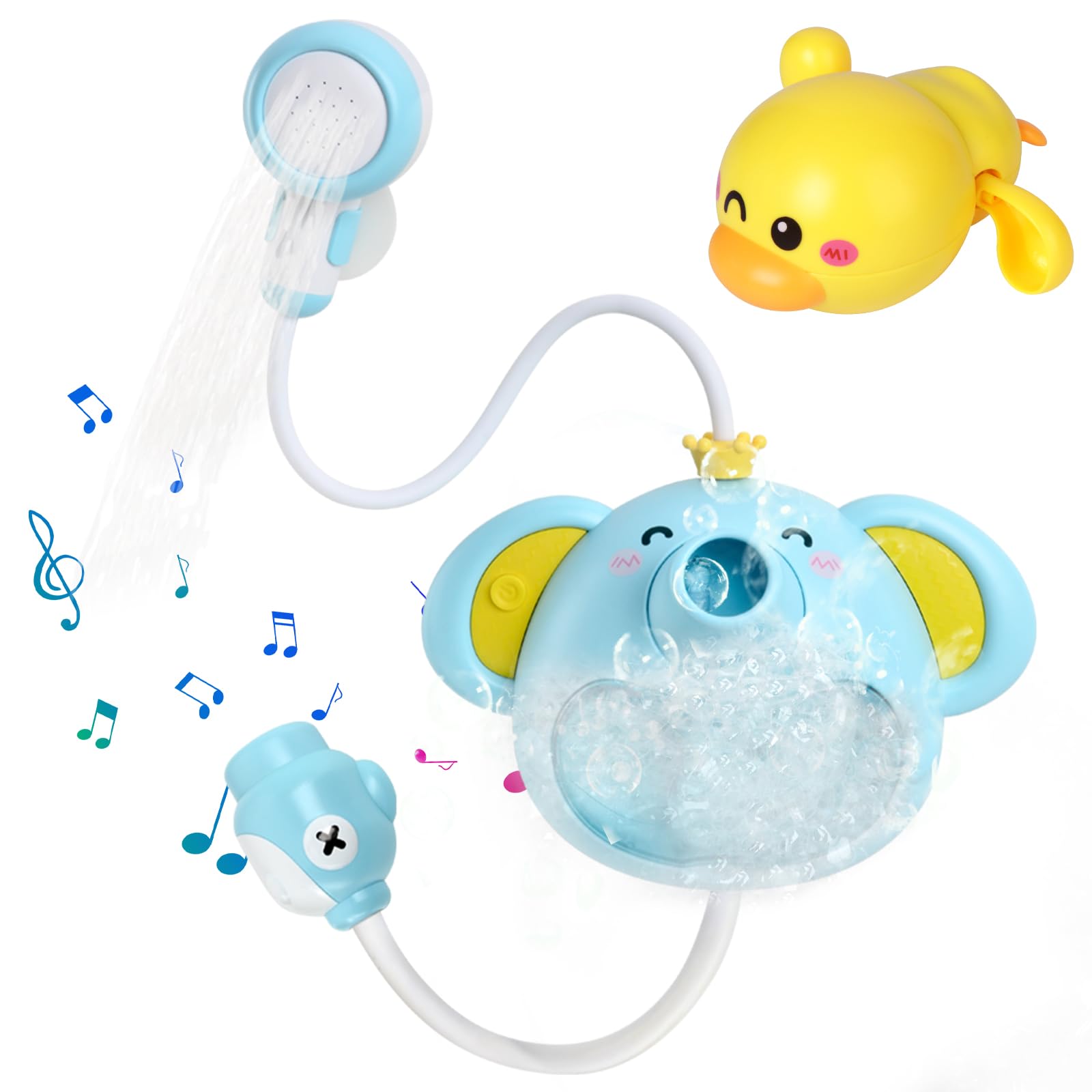 Joyfulbabygoods bath toys Blue Elephant Bubble Machine - Bath Toy with Music & Floating Duck