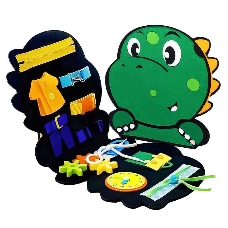 Joyfulbabygoods Busy board Dinosaur-Themed Sensory Busy Board with Gears, Zippers & Buttons