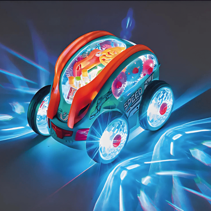 Joyfulbabygoods Cars Transparent Gear Car with LED Lights – Bump and Go Toy for Toddlers