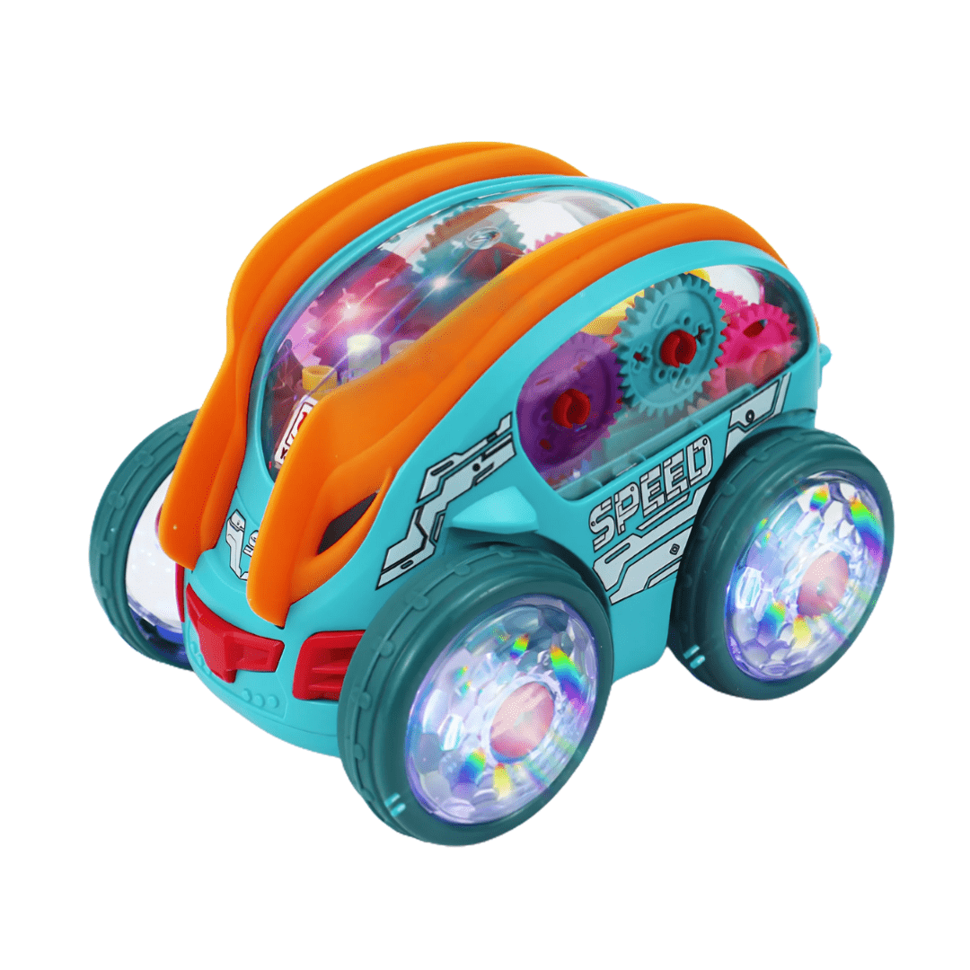 Joyfulbabygoods Cars Transparent Gear Car with LED Lights – Bump and Go Toy for Toddlers