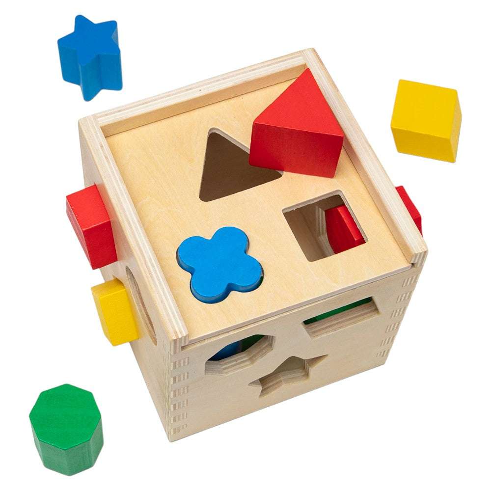 Joyfulbabygoods Construction and building Shape Sorting Cube Shape Sorting Toy, Activity Board, 100 Wooden Blocks