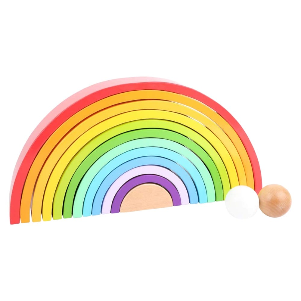 Joyfulbabygoods Construction Kit Rainbow XL Stackable Wooden Blocks & Nesting Toys for Toddlers