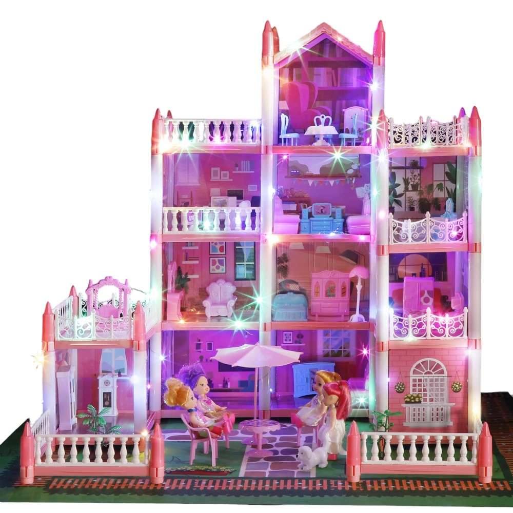 Joyfulbabygoods Doll house Princess Dollhouse with Lights & Furniture for Kids Playtime