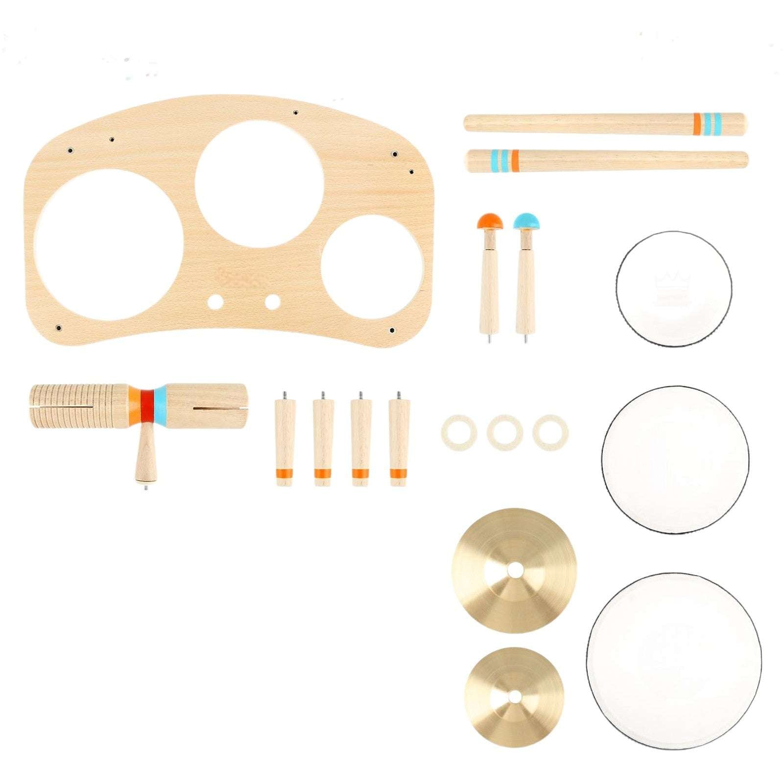 Joyfulbabygoods Drum Set 8 in 1 Wooden Baby Drum Toy Precision-Tuned Acoustic for Early Musicians