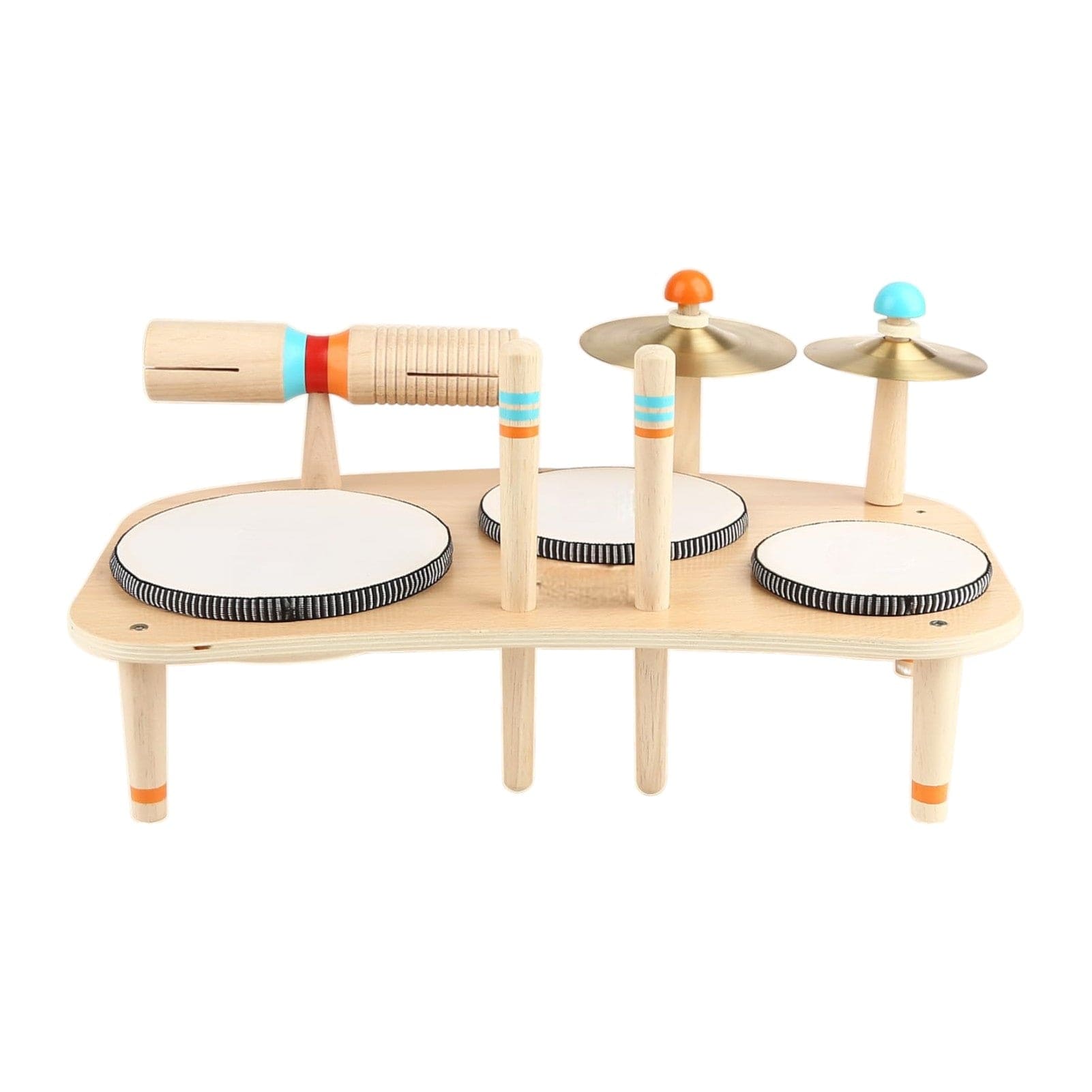 Joyfulbabygoods Drum Set Wooden Baby Drum Toy Precision-Tuned Acoustic for Early Musicians