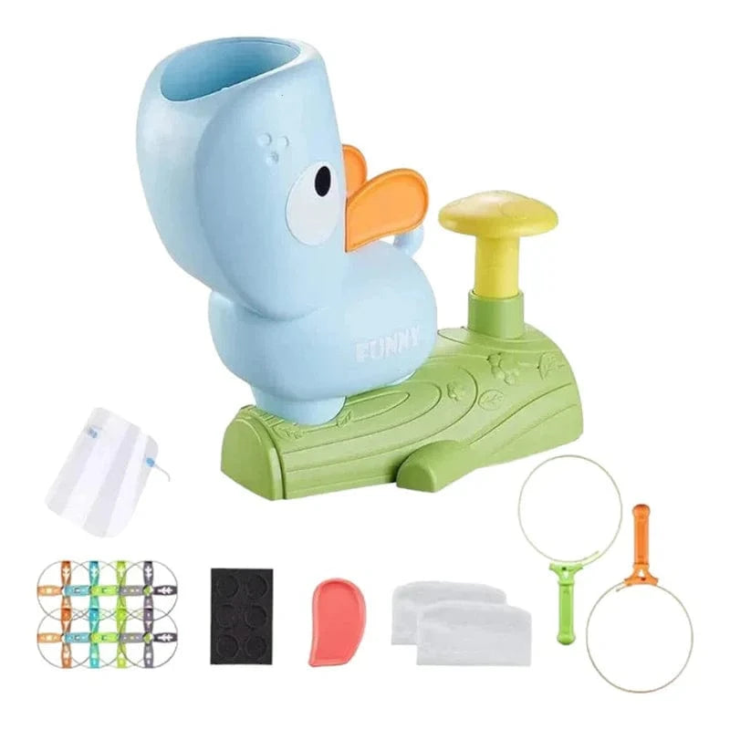 Joyfulbabygoods Flying Disc Launcher Blue Hippo Air-Powered Flying Disc Launcher for Outdoor Play