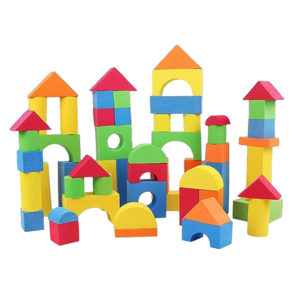 Joyfulbabygoods Foam Blocks 81 Foam Blocks for Toddlers Stackable, Water-Resistant & Puzzle Play