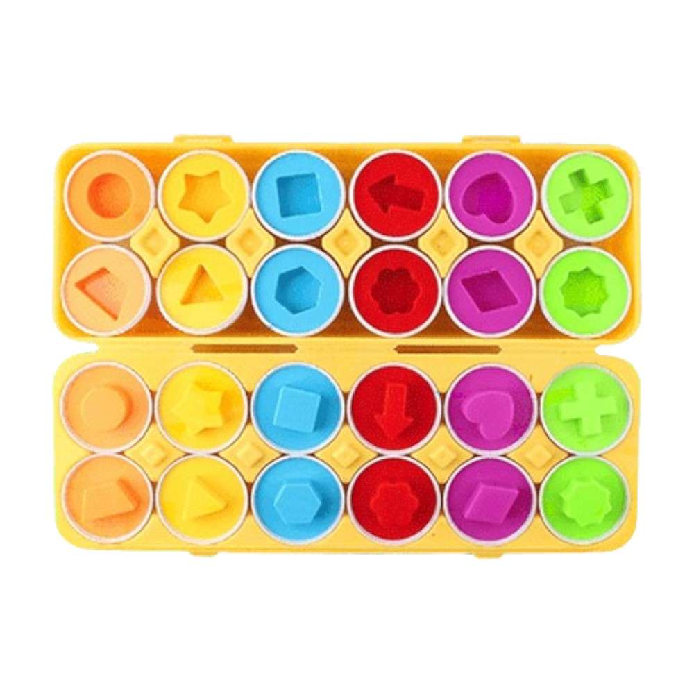 Joyfulbabygoods Game of shapes and colors 12 pieces 12-Piece Color Shape Egg Puzzle for Learning Shapes