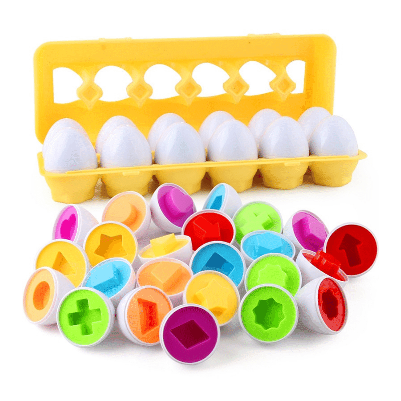 Joyfulbabygoods Game of shapes and colors 12 pieces 12-Piece Color Shape Egg Puzzle for Learning Shapes