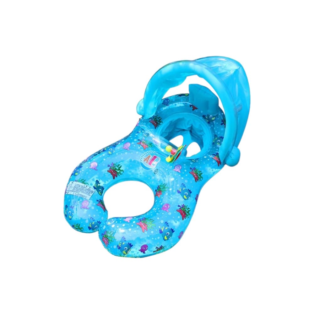 Joyfulbabygoods Inflatable Baby Pool Float Blue Inflatable Baby Pool Float with Sunshade 18 to 36 months