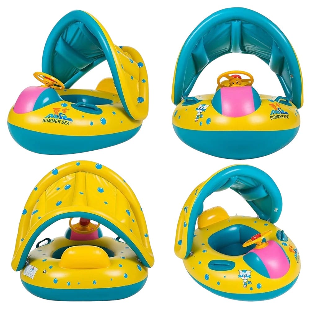 Joyfulbabygoods Inflatable Baby Pool Float Inflatable Baby Pool Float with Sunshade 18 to 36 months