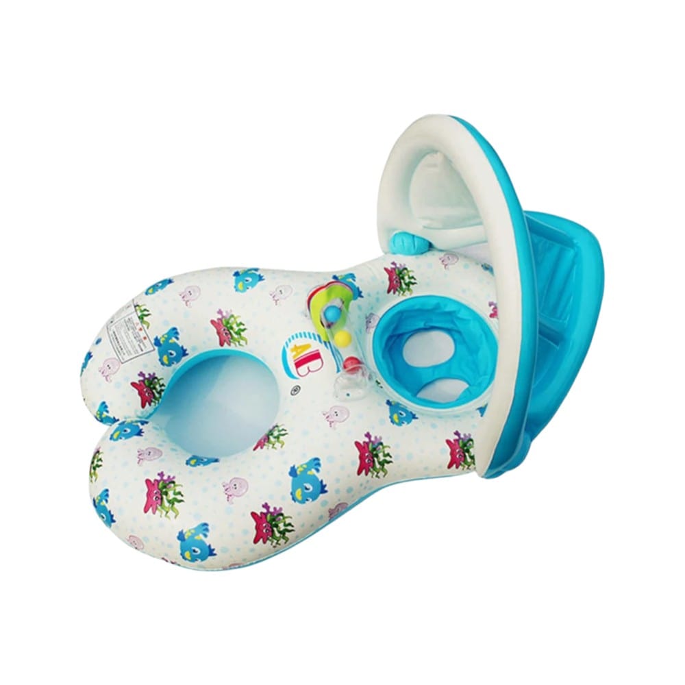 Joyfulbabygoods Inflatable Baby Pool Float White Inflatable Baby Pool Float with Sunshade 18 to 36 months