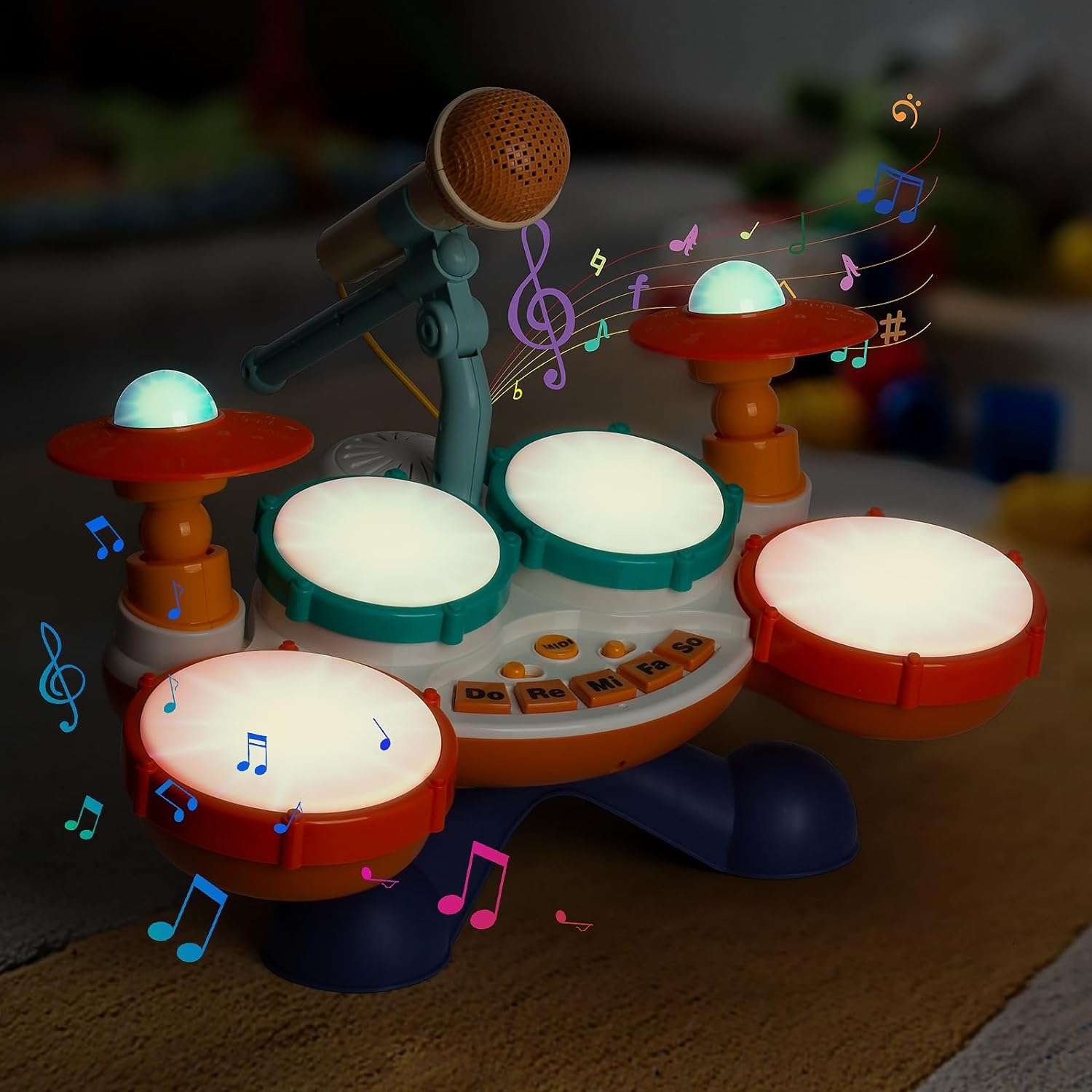Joyfulbabygoods Instrument Drum Set Musical Instrument for Toddlers 1-2 Years, 3-in-1 Percussion