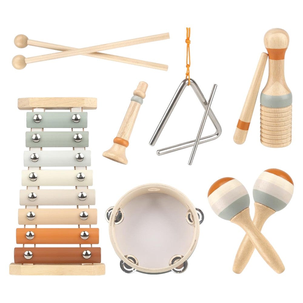 Joyfulbabygoods Instrument Wooden Musical Toy Set Xylophone, Drum & More for Kids 3-5