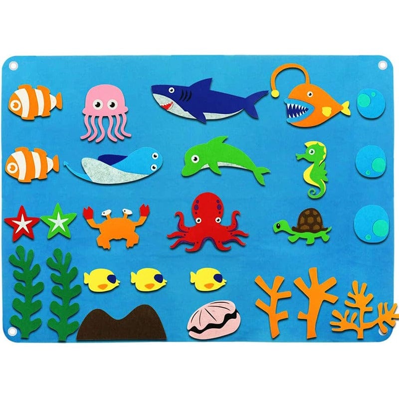 Joyfulbabygoods Interactive Felt Board Sea Interactive Felt Board with Zoo, Sea, Farm, Space Themes for Kids