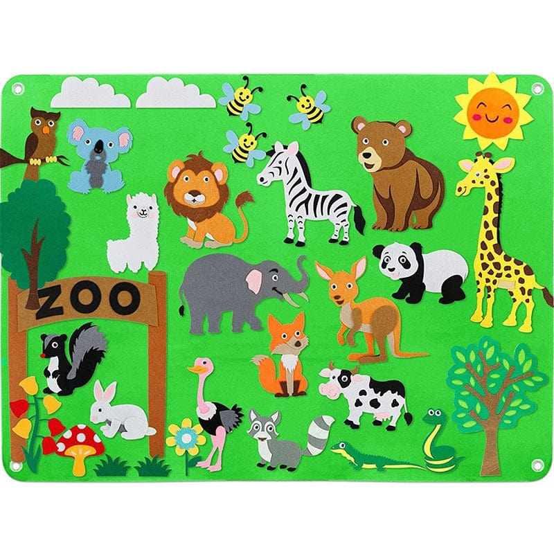Joyfulbabygoods Interactive Felt Board Zoo Interactive Felt Board with Zoo, Sea, Farm, Space Themes for Kids