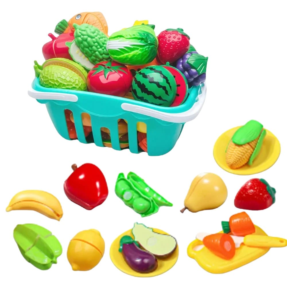Joyfulbabygoods Kids Kitchen Playset Kids Kitchen Playset - Fruit & Veggie Cutting Toy with Basket