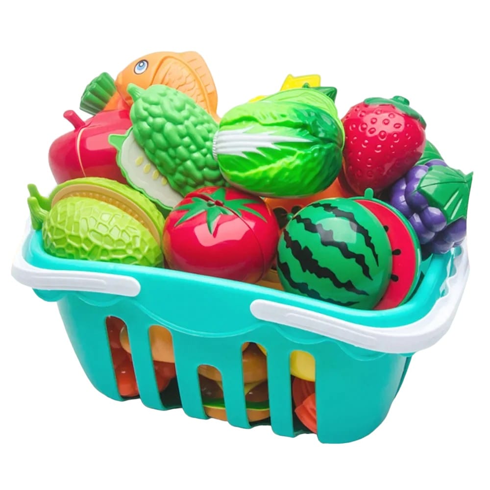 Joyfulbabygoods Kids Kitchen Playset Kids Kitchen Playset - Fruit & Veggie Cutting Toy with Basket