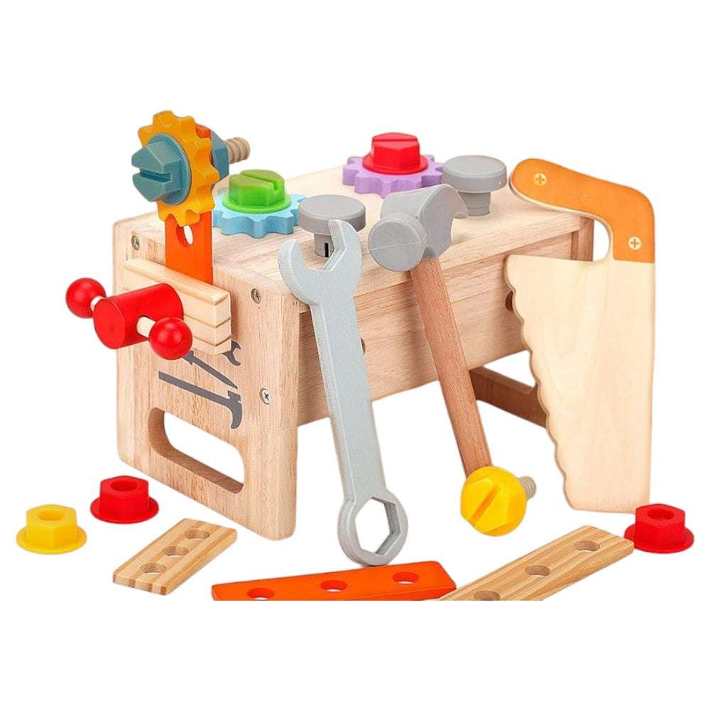 Joyfulbabygoods Kids tool box Wooden Kids’ Toolbox Set – Usable Tools for Hands-On Learning