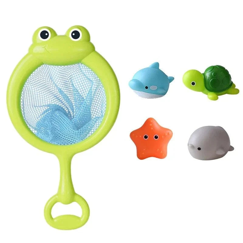 Joyfulbabygoods Light-Up Sea Animals 4 Pack - 4 Sea Creatures + 1 Net Light-Up Sea Animals Bath Toy Set With Net And Fishing Rod Toddlers