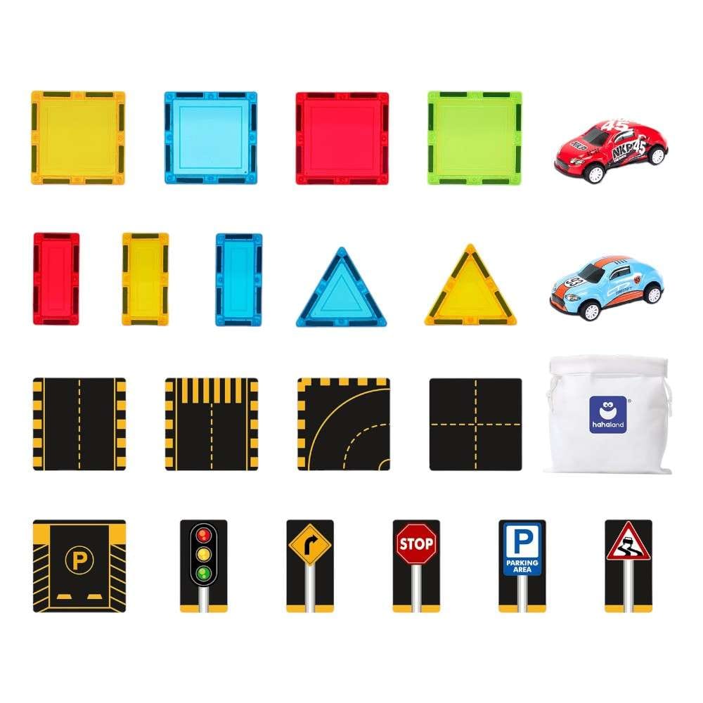 Joyfulbabygoods Magnetic Tiles Magnetic Train & Road Tiles, Dual-Sided Expansion Pack Set for Kids