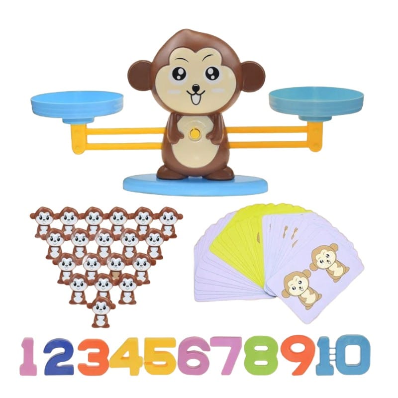 Joyfulbabygoods Math Balance Toy Monkey Math Balance Toy for Learning Numbers, Colors, and Counting