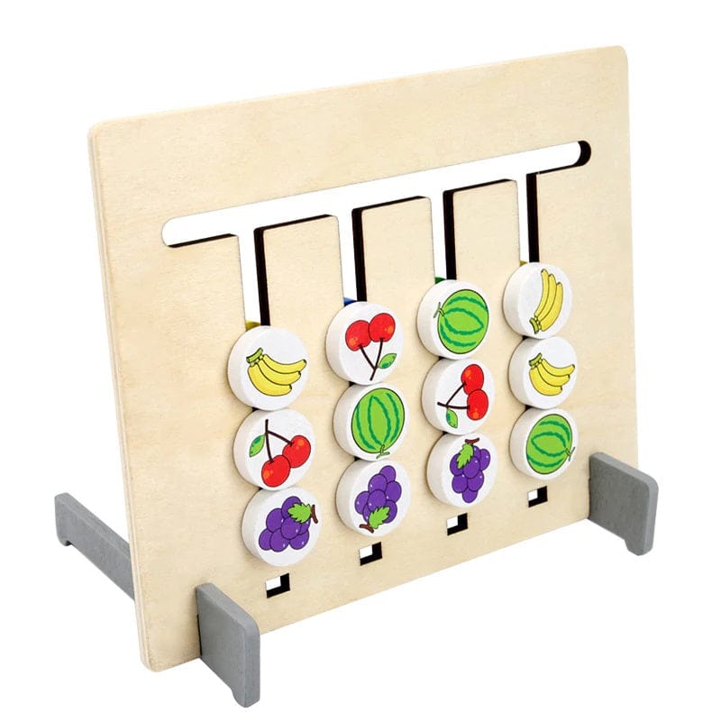Joyfulbabygoods Montessori Games Double-Sided Wooden Matching Game with Fruit and Color Cards