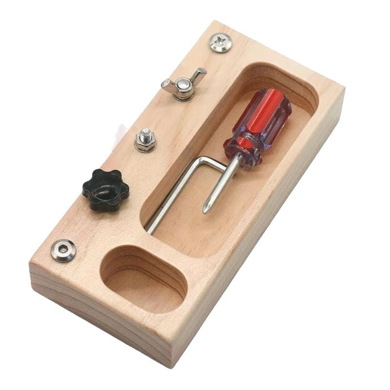 Joyfulbabygoods Montessori Games Portable Wooden Screwdriver Board with Built-in Tool Storage