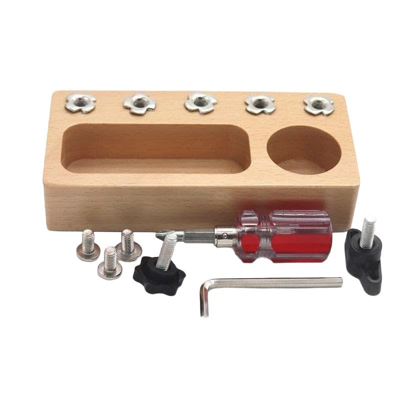 Joyfulbabygoods Montessori Games Portable Wooden Screwdriver Board with Built-in Tool Storage