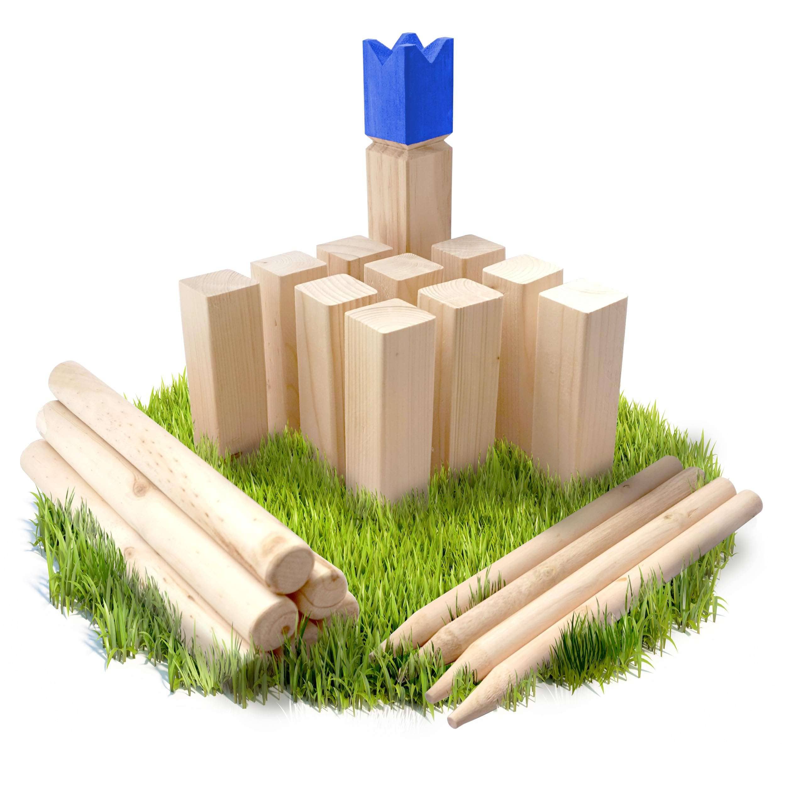 Joyfulbabygoods outdoor games 11.8" Blue Viking Strategy Battle Game Wooden Outdoor Game Set