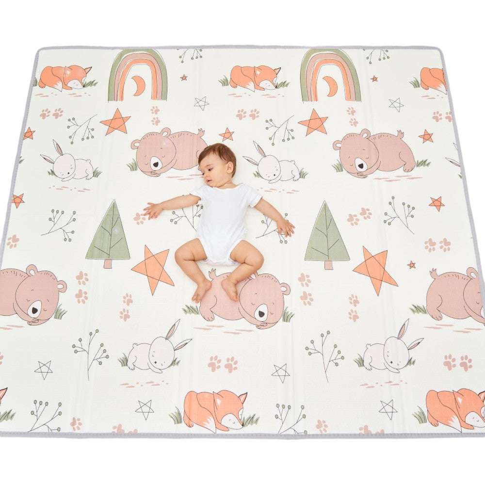 Joyfulbabygoods play mat Foxes / 59 x 71 Inches Foldable Thick Baby Play Mat Sensory Foam Floor Mat for Kids 59x71in