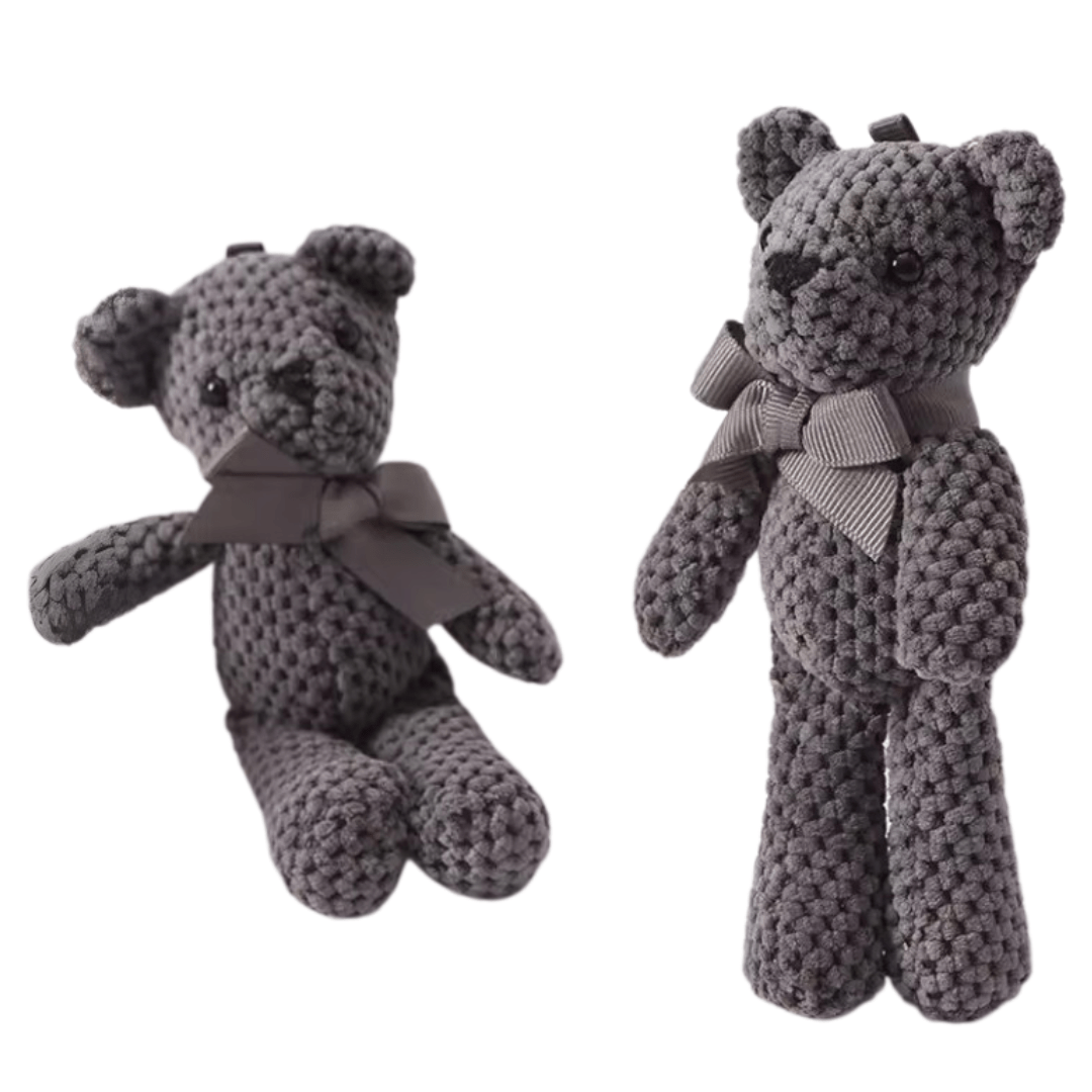 Joyfulbabygoods Plush Bears Grey Set of 2 Handmade 100% Cotton Plush Teddy Bears – Soft Hanging Dolls